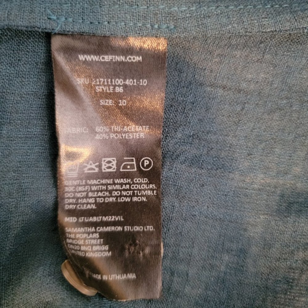 CEFINN Teal Blue Mock Neck Career Office Top Blouse - Size 10 Kate Middleton - Picture 16 of 16